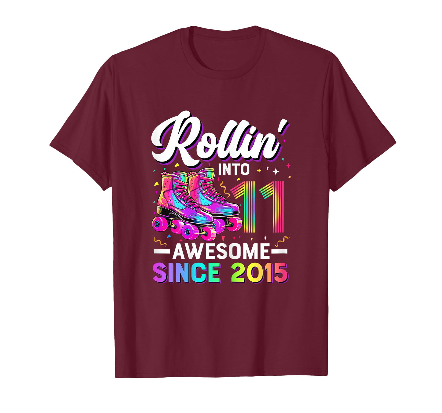 11th Birthday Shirt Girl 11 Year Old Roller Skate Skating T-Shirt