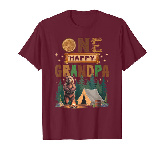 One Happy Grandpa Camper 1St Birthday Camping Bear T-Shirt