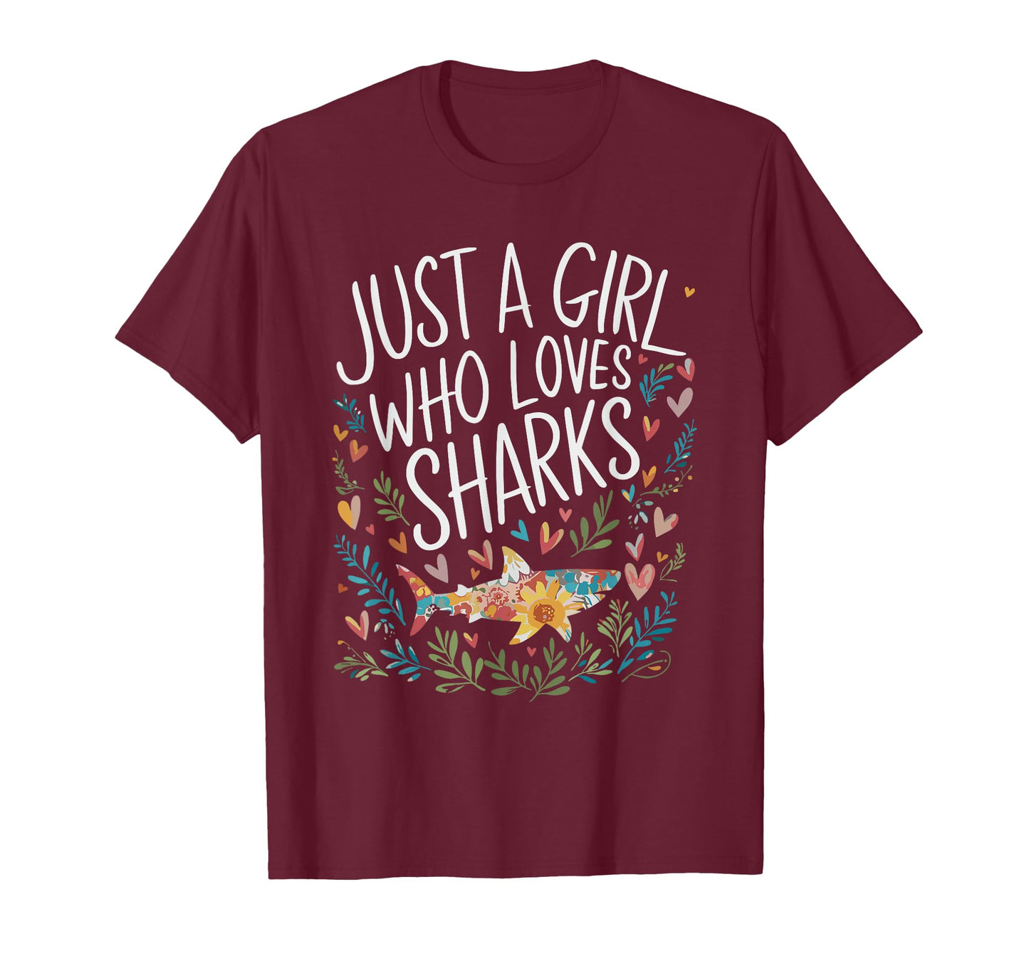Cute Just A Girl Who Loves Sharks Men Women Girls T-Shirt
