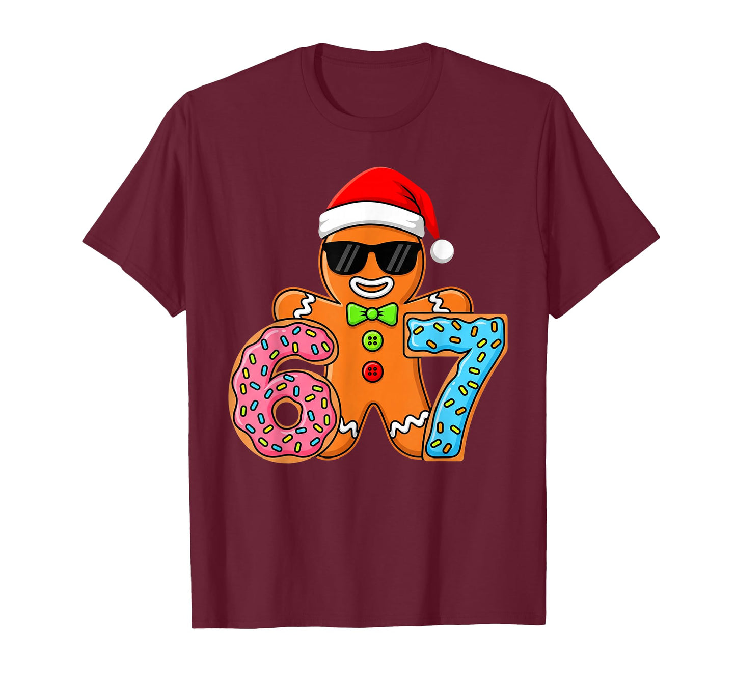Funny Gingerbread Six Seven 67 Ice Cream Drip Christmas Boys T-Shirt