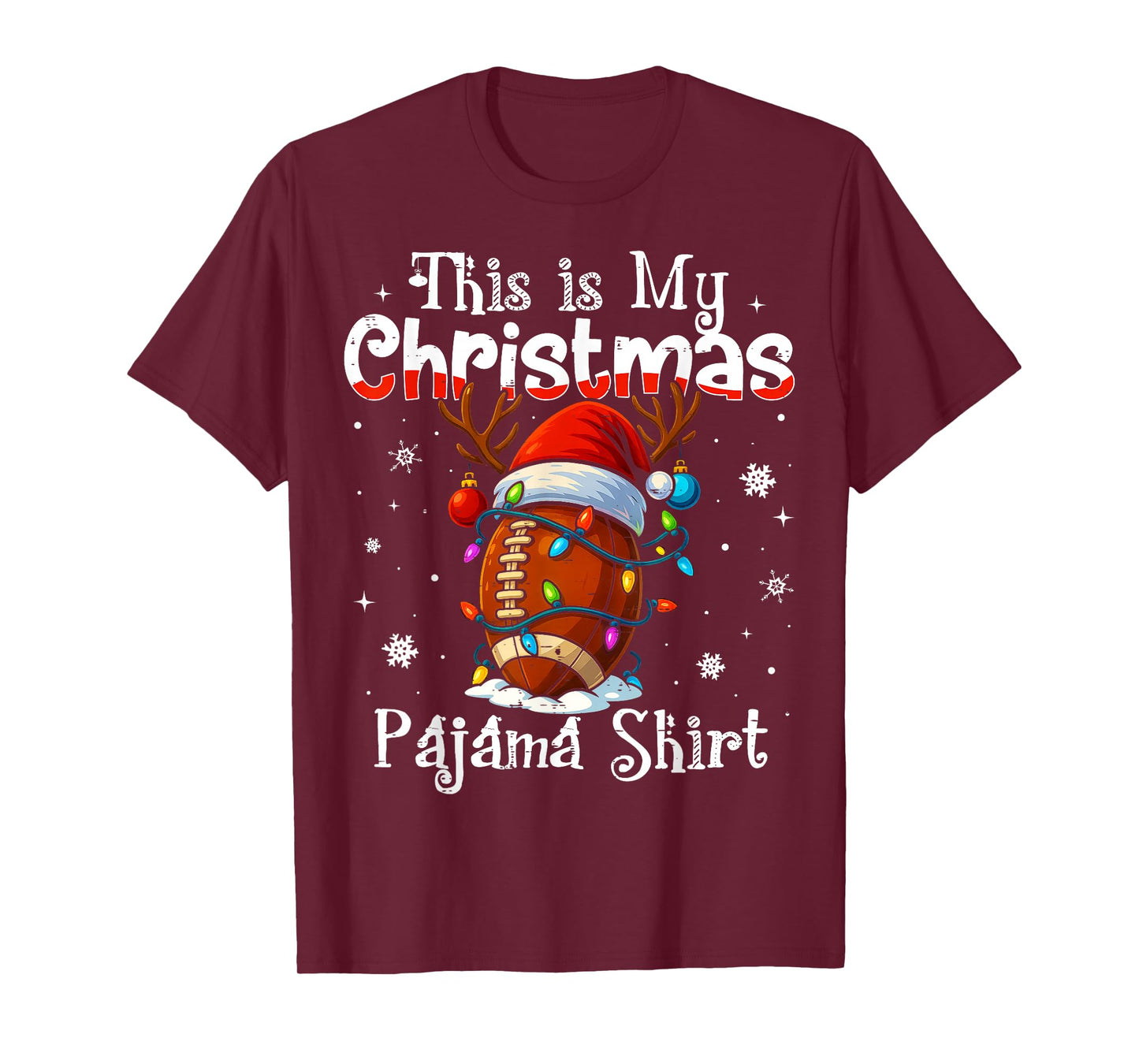 This is My Christmas Pajama Shirt Football Xmas PJs Sports T-Shirt