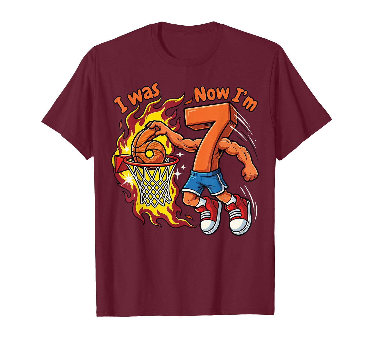 I was 6 Now I'm 7 Basketball 6 7 Birthday T-Shirt
