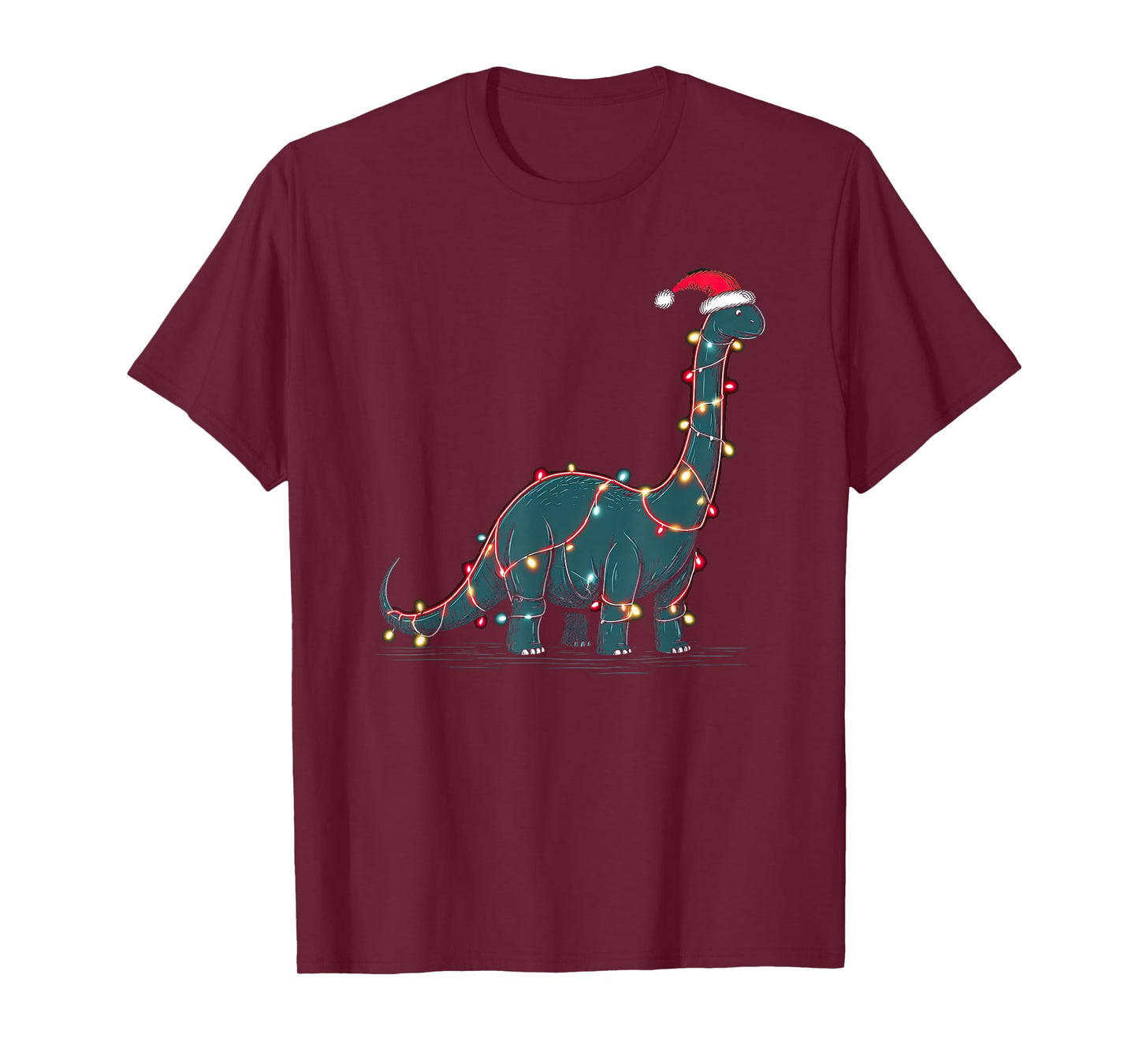 Funny Brachiosaurus Christmas Graphics Dinosaur Lights Lover T-Shirt
