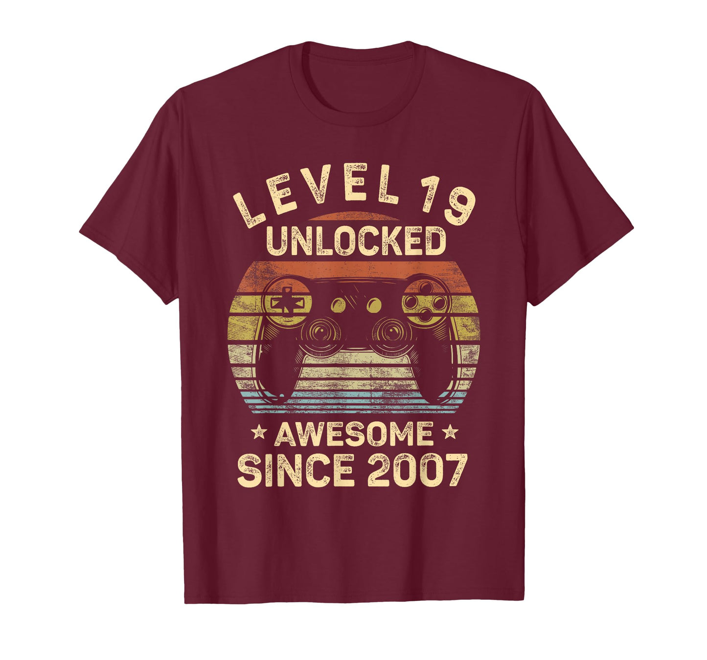 Level 19 Unlocked Awesome Since 2007 19th Birthday Gaming T-Shirt