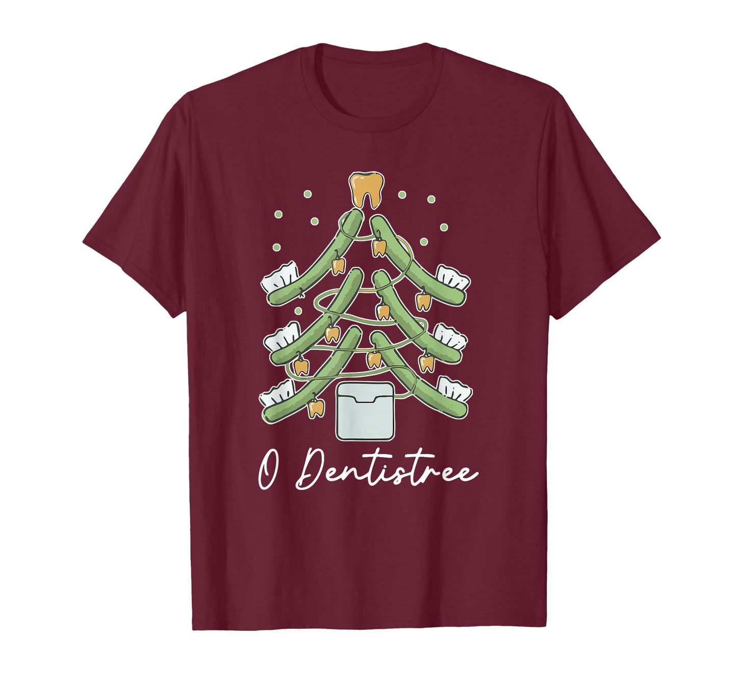 Cute Funny O Dentistree Teeth Brush Christmas Tree Dental T-Shirt