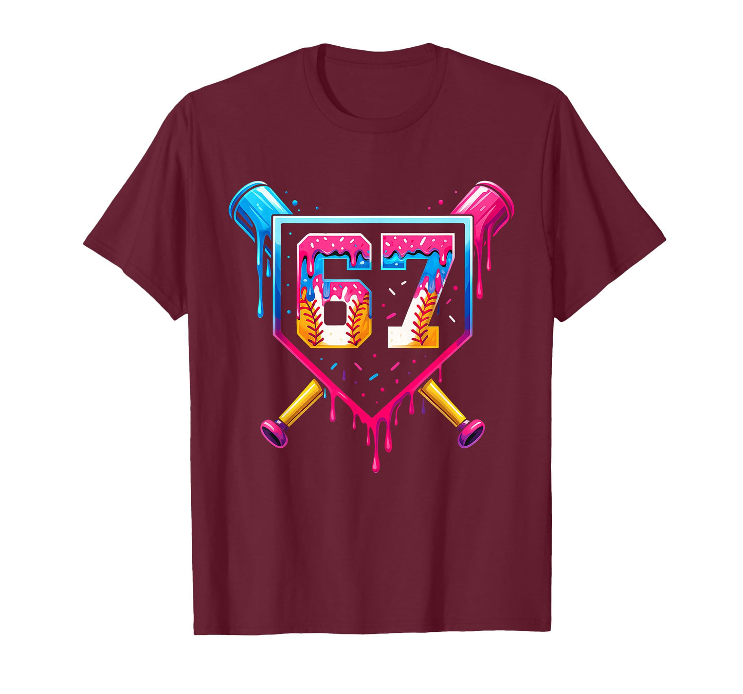 Baseball Ice Cream Drip Number 67 Six Seven Meme Christmas T-Shirt