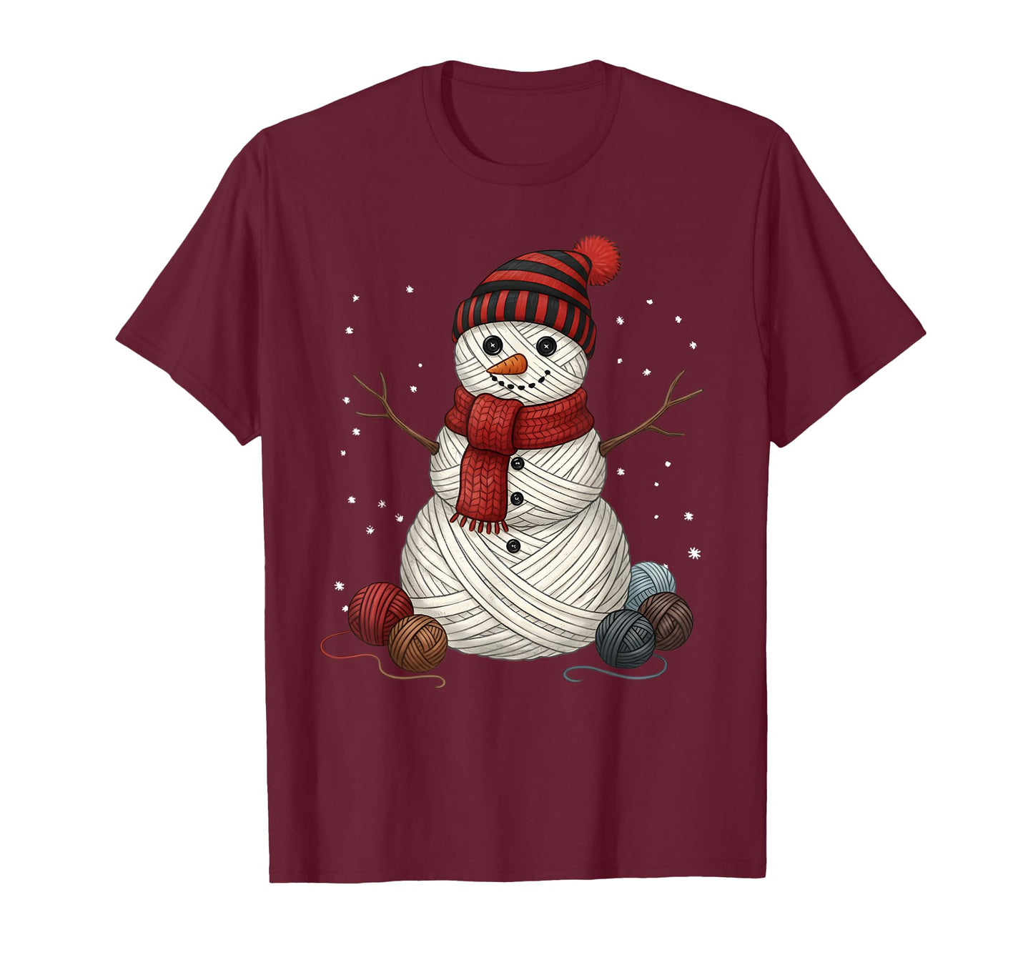 Yarn Snowman Sewing Knitting Crocheting Quilter Crochet T-Shirt