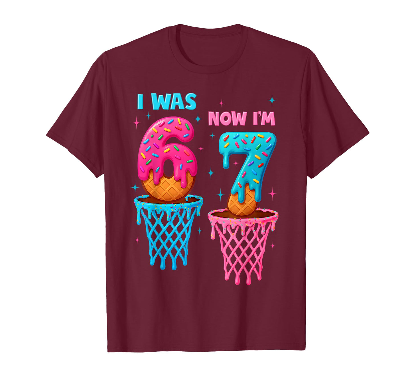 7 Year Old Birthday I was 6 Now I'm 7 67 Meme Funny for Kids T-Shirt