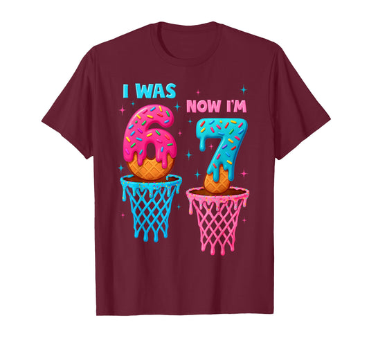 7 Year Old Birthday I was 6 Now I'm 7 67 Meme Funny for Kids T-Shirt