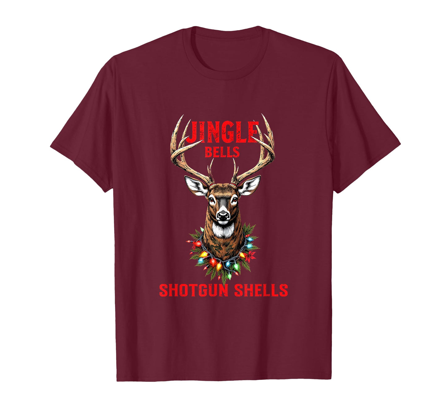 Christmas Deer Hunting Dashing Through Snow Jingle Bells T-Shirt