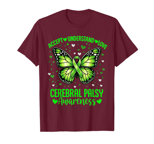 Accept Understand Love Butterfly Cerebral Palsy Awareness T-Shirt