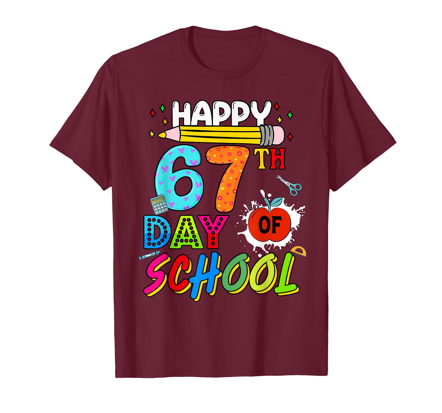 Happy 67 Days of School 67th Day Smarter Six Seven Kids Boys T-Shirt