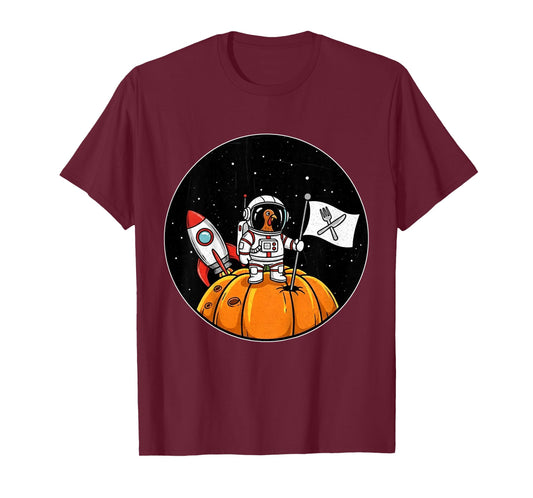 Astronaut Turkey Space Pumpkin Boys Thanksgiving T-Shirt