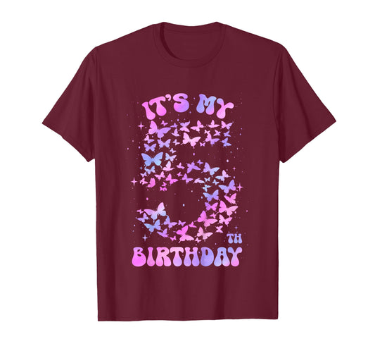 5 Year Old Birthday Girl Butterfly It's My 5th Birthday T-Shirt