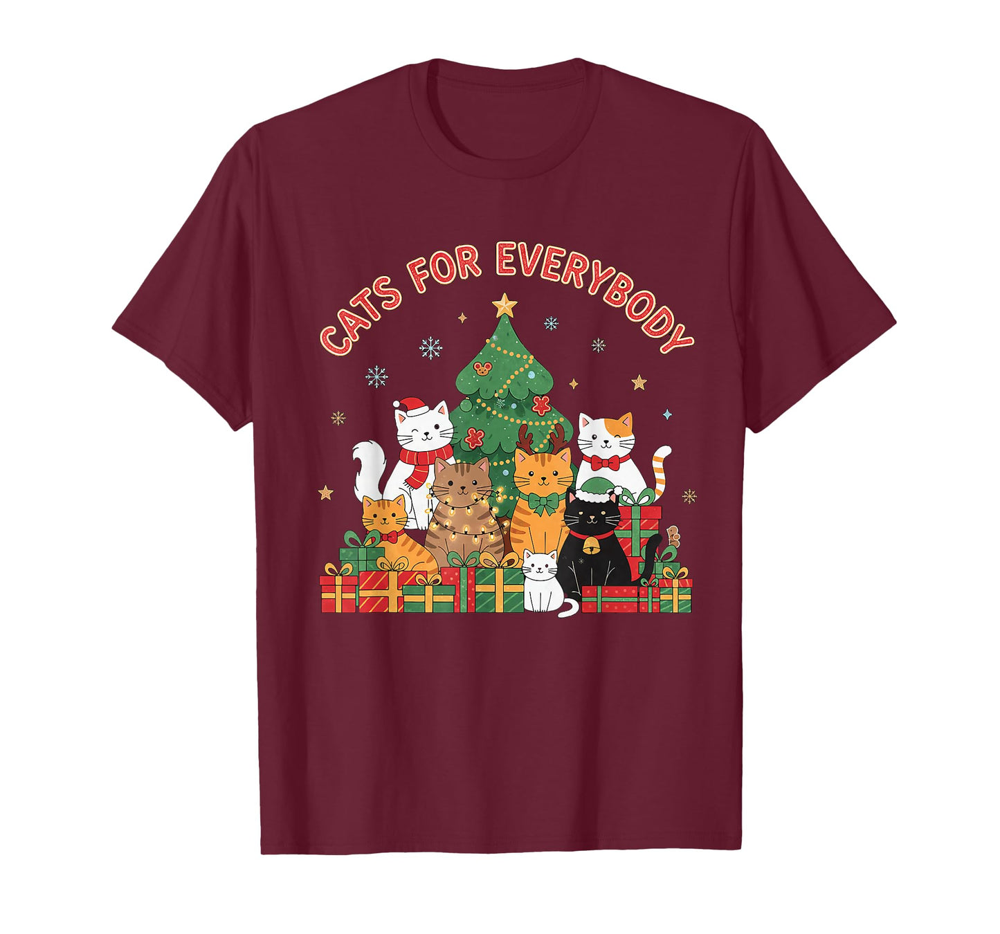 Cats for Everybody Christmas Cat Funny Xmas Women Santa T-Shirt