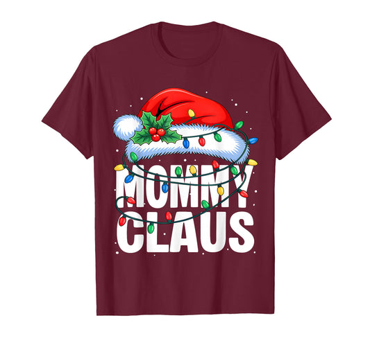 Mommy Claus Christmas Lights Pajama Family Matching Xmas T-Shirt