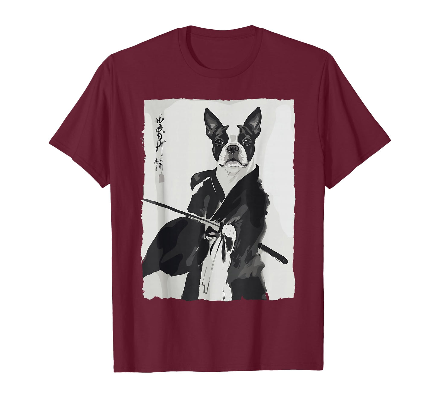 Samurai Boston Terrier Shirts for Women Men Vintage Japanese T-Shirt