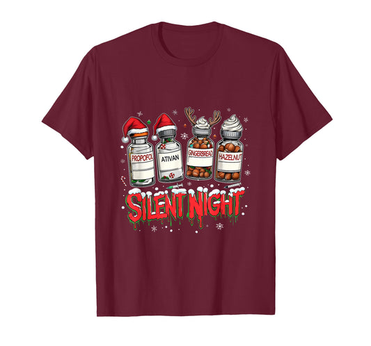 Silent Night Christmas Funny RN ER Nurse Medical Squad T-Shirt