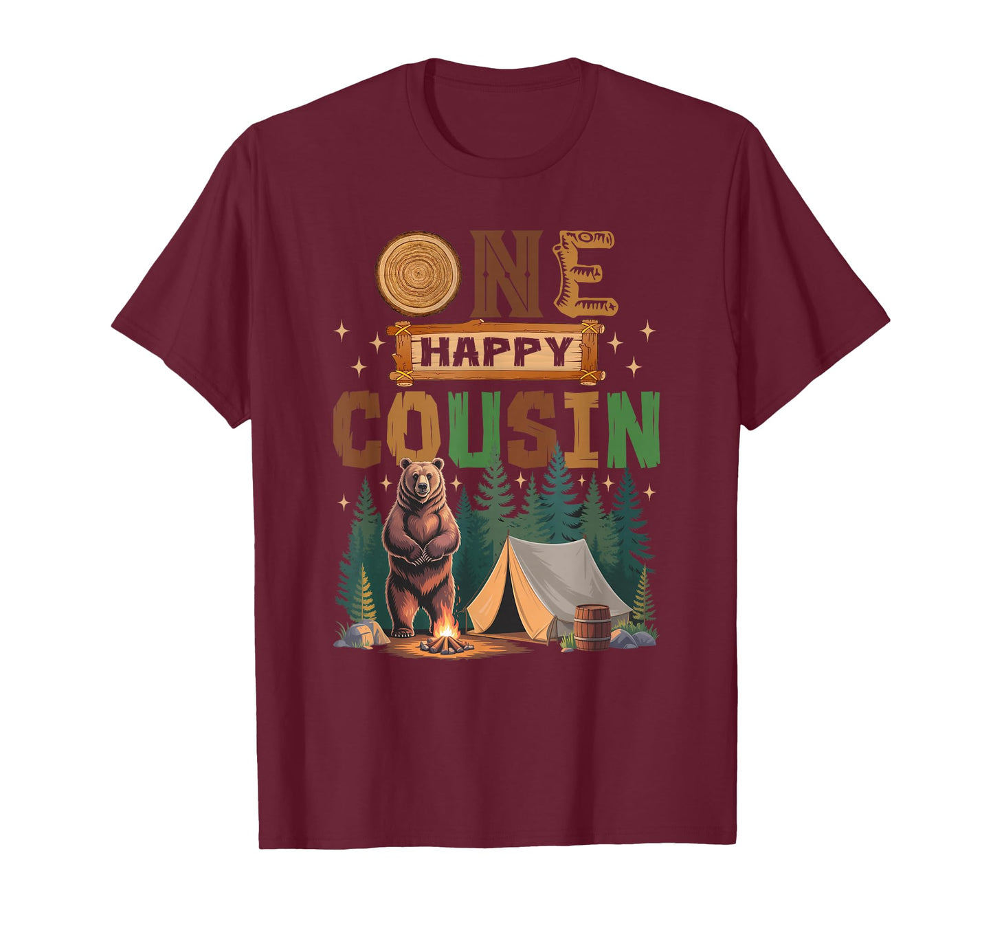 One Happy Cousin Camper 1St Birthday Camping Bear T-Shirt