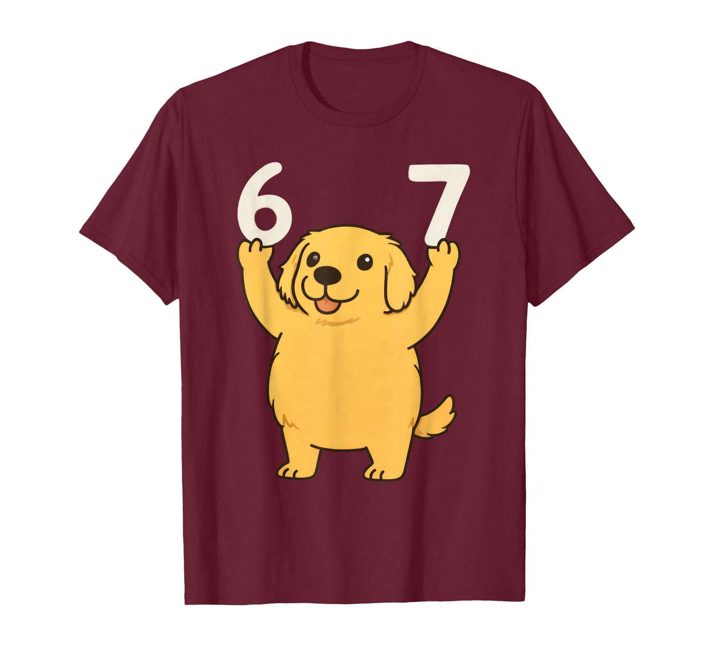 Golden Retriever Dog 67 Meme Six Seven Funny T-Shirt