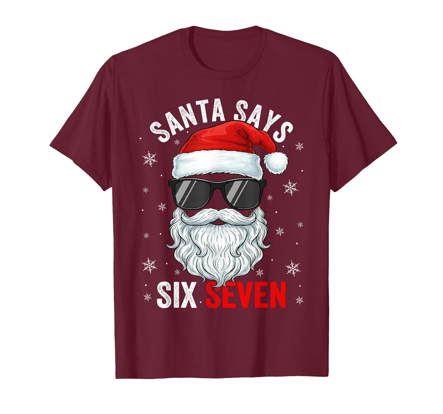 Santa Says Six Seven Christmas Boys Men Funny Meme Gen Alpha T-Shirt