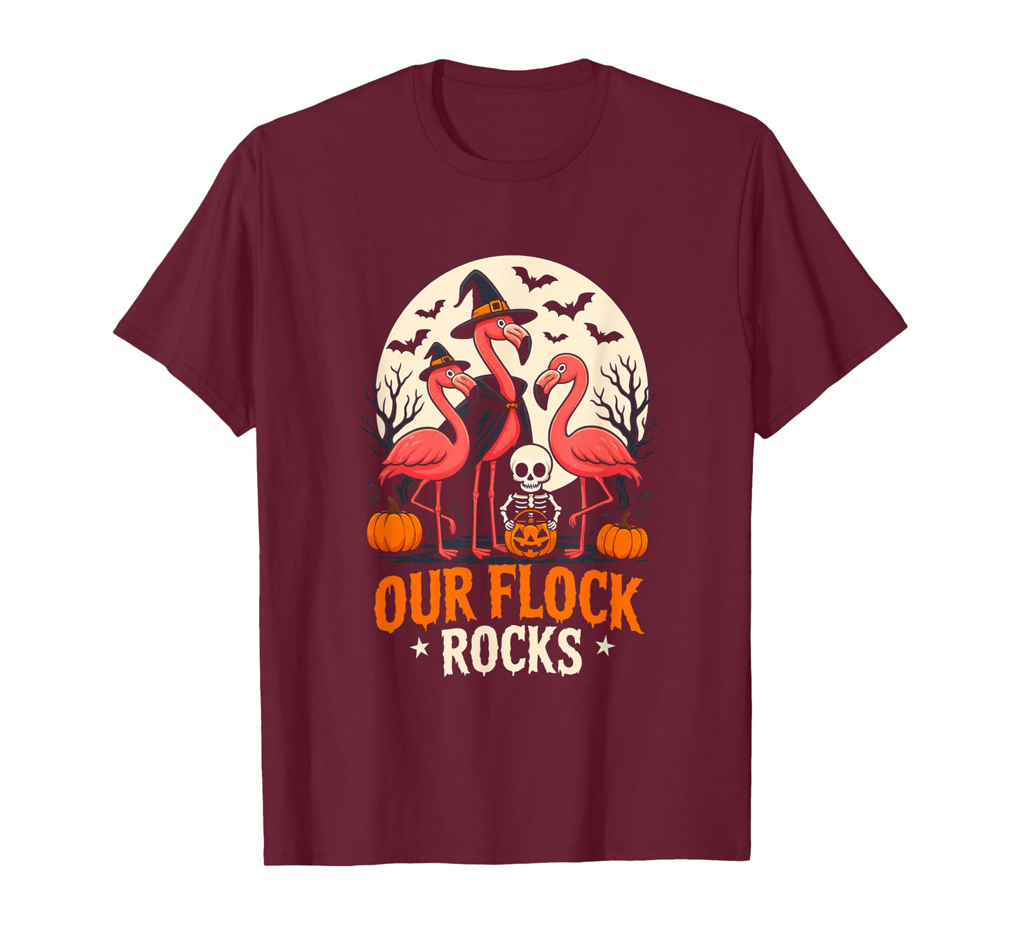 Our Flock Rocks Flamingo Family Halloween Party Costume Fun T-Shirt