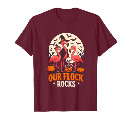 Our Flock Rocks Flamingo Family Halloween Party Costume Fun T-Shirt