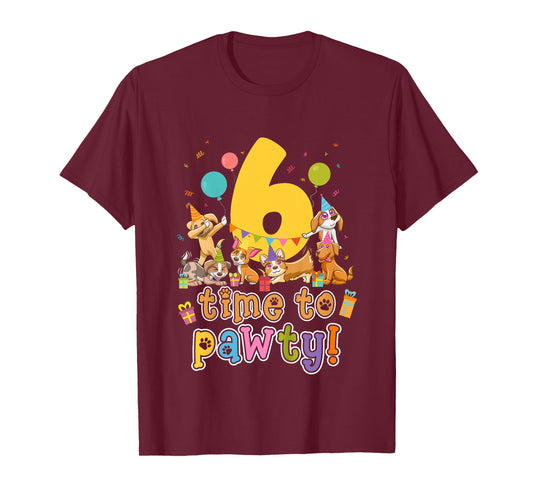 6th Dog Birthday Party Six Year Old Puppy Birthday T-Shirt