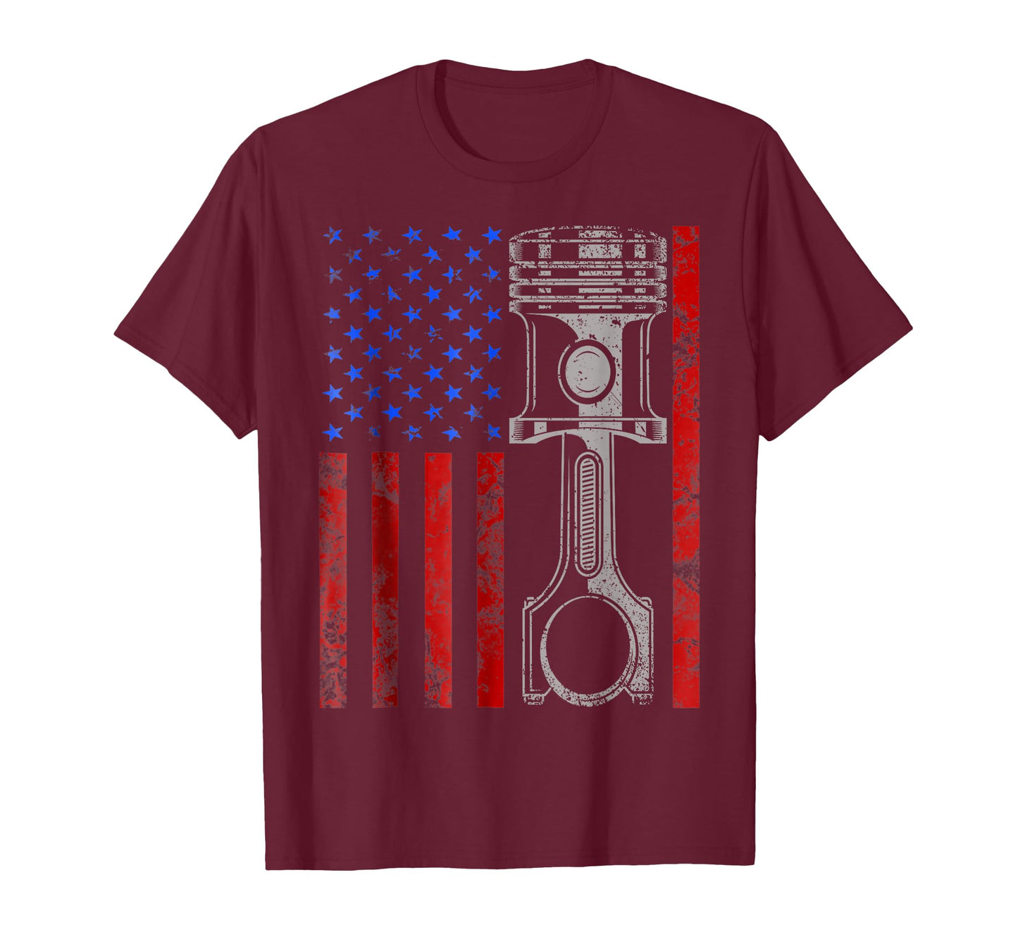 American Flag Piston Muscle Car Patriotic Vintage T-Shirt