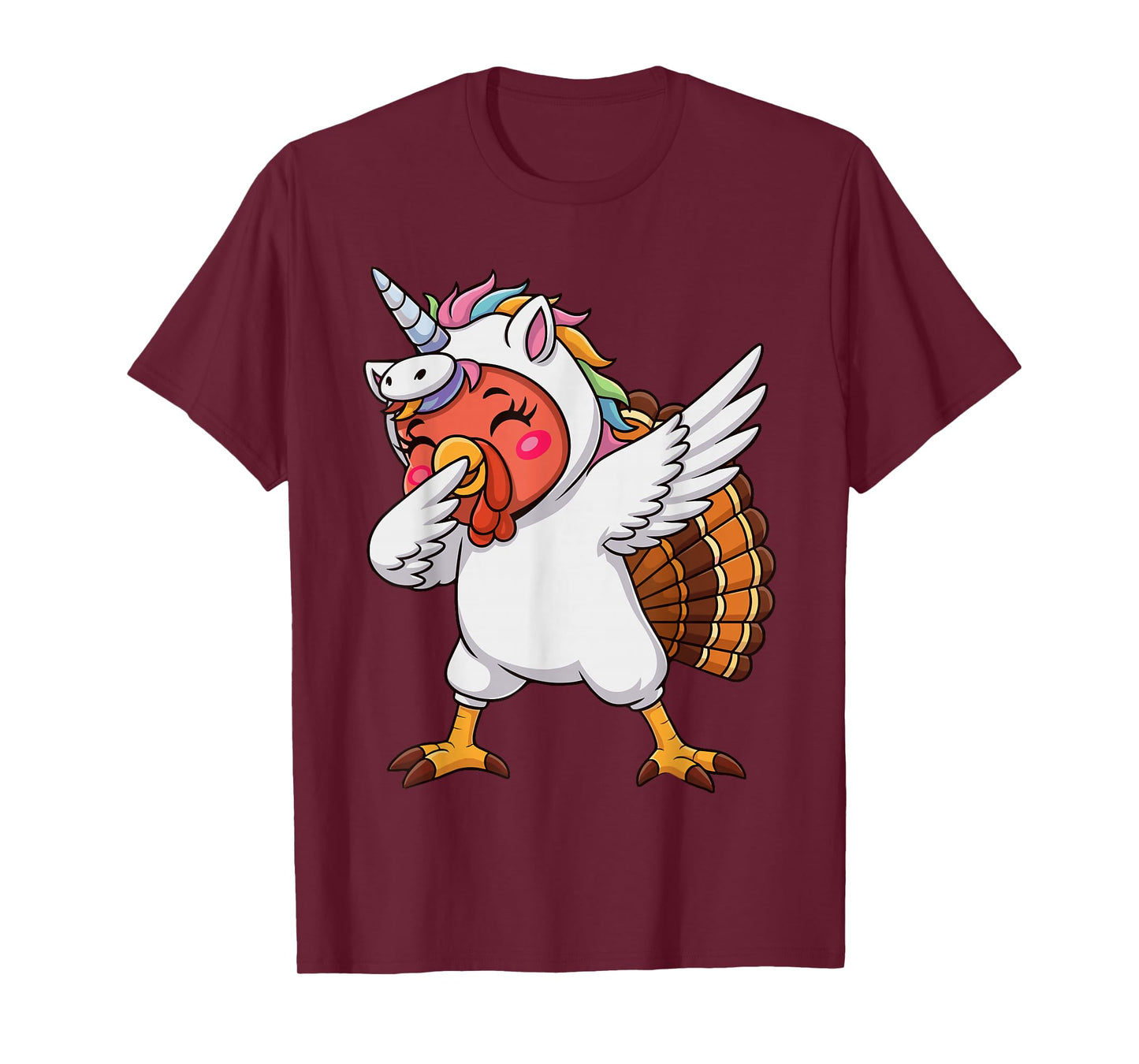 Funny Dabbing Turkey in Disguise Unicorn Thanksgiving Girls T-Shirt