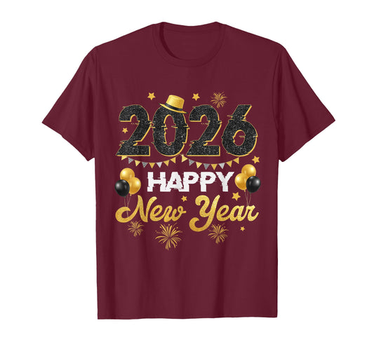 Happy New Year 2026 New Year's Eve Party Countdown Fireworks T-Shirt
