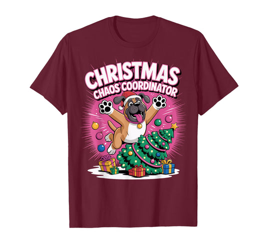 Christmas Chaos Coordinator Xmas Puppy Funny Mastiff T-Shirt