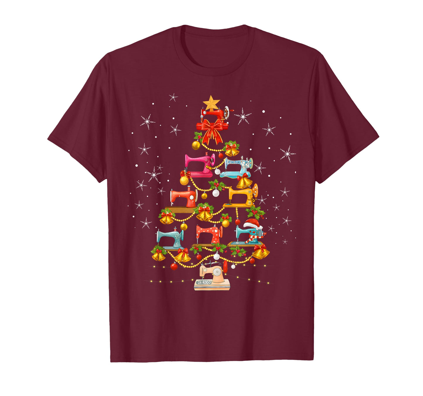 Cute Sewing Machine Christmas Tree Christmas Ornament Women T-Shirt