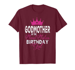 Godmother of The Sweet Sixteen Bday Girl 16th Pink Crown T-Shirt
