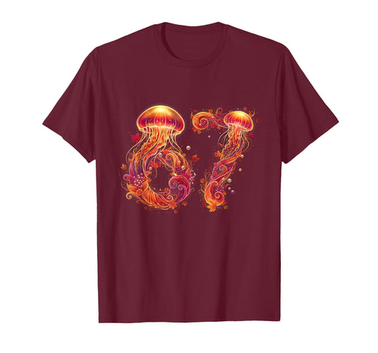 67 Meme Six Seven 6 7 Retro Jellyfish Sea Ocean Thanksgiving T-Shirt