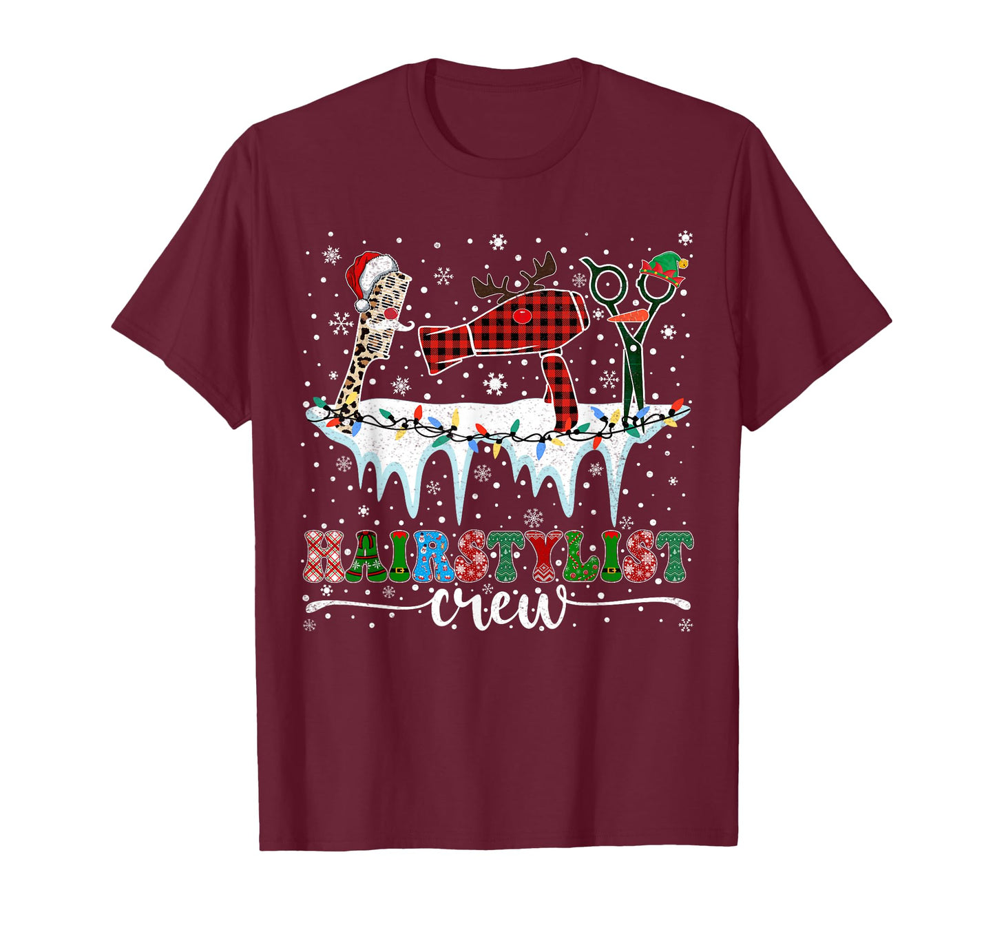 Xmas Barber Tool Hairdresser Crew Hairstylist Christmas T-Shirt