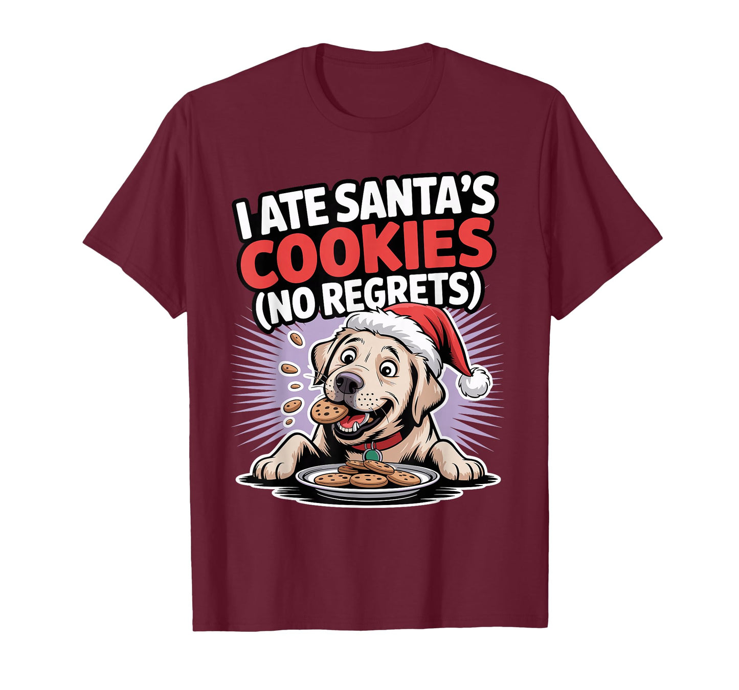 I Ate Santas Cookies Xmas Puppy Funny Christmas Labrador T-Shirt