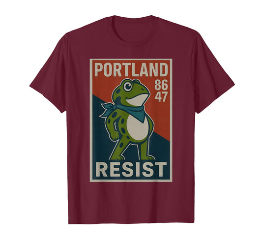 Portland 8647 Frog Resist Protest Retro Vintage T-Shirt