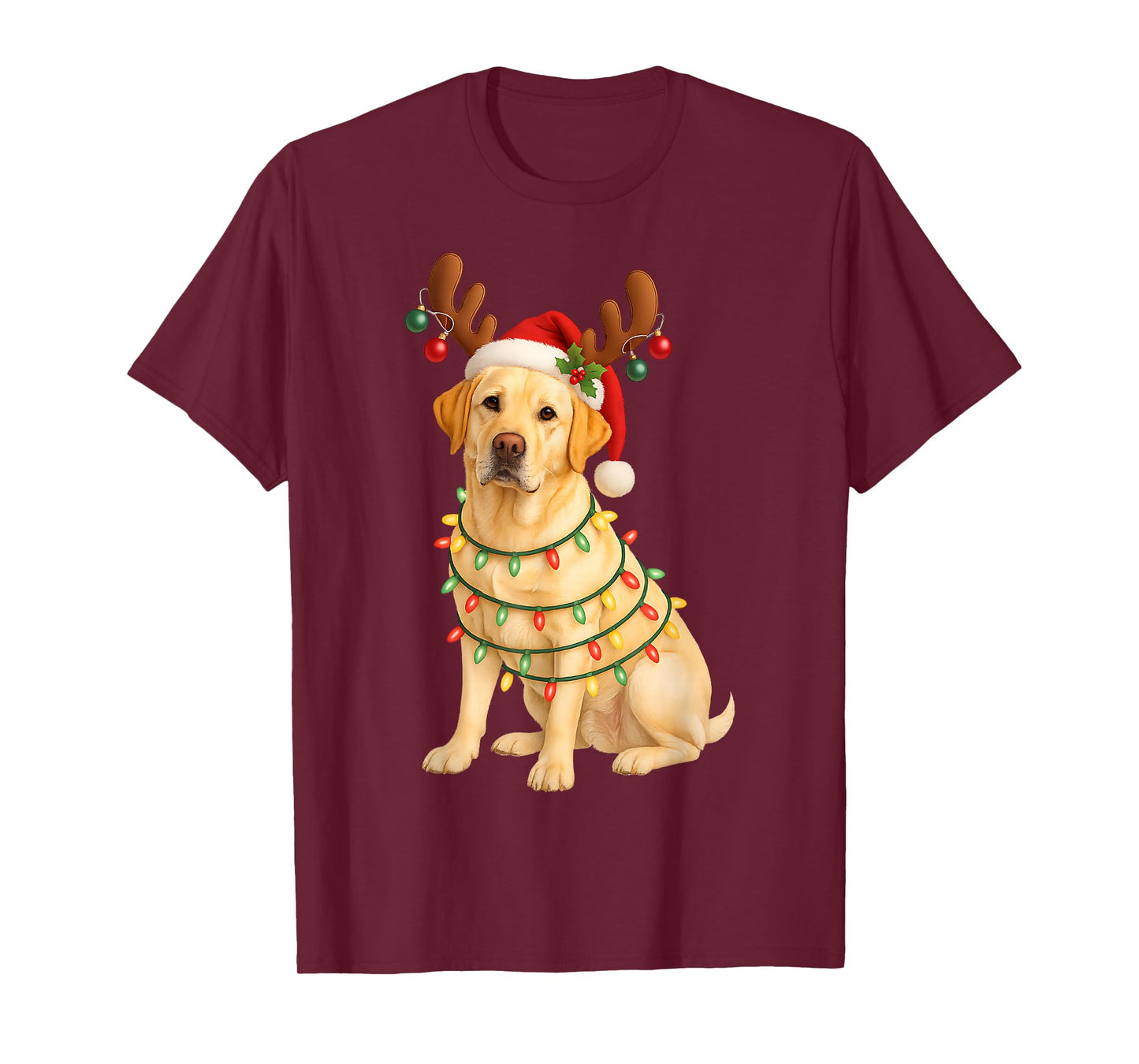 Yellow Lab Christmas Tree Light Pajama Labrador Dog T-Shirt