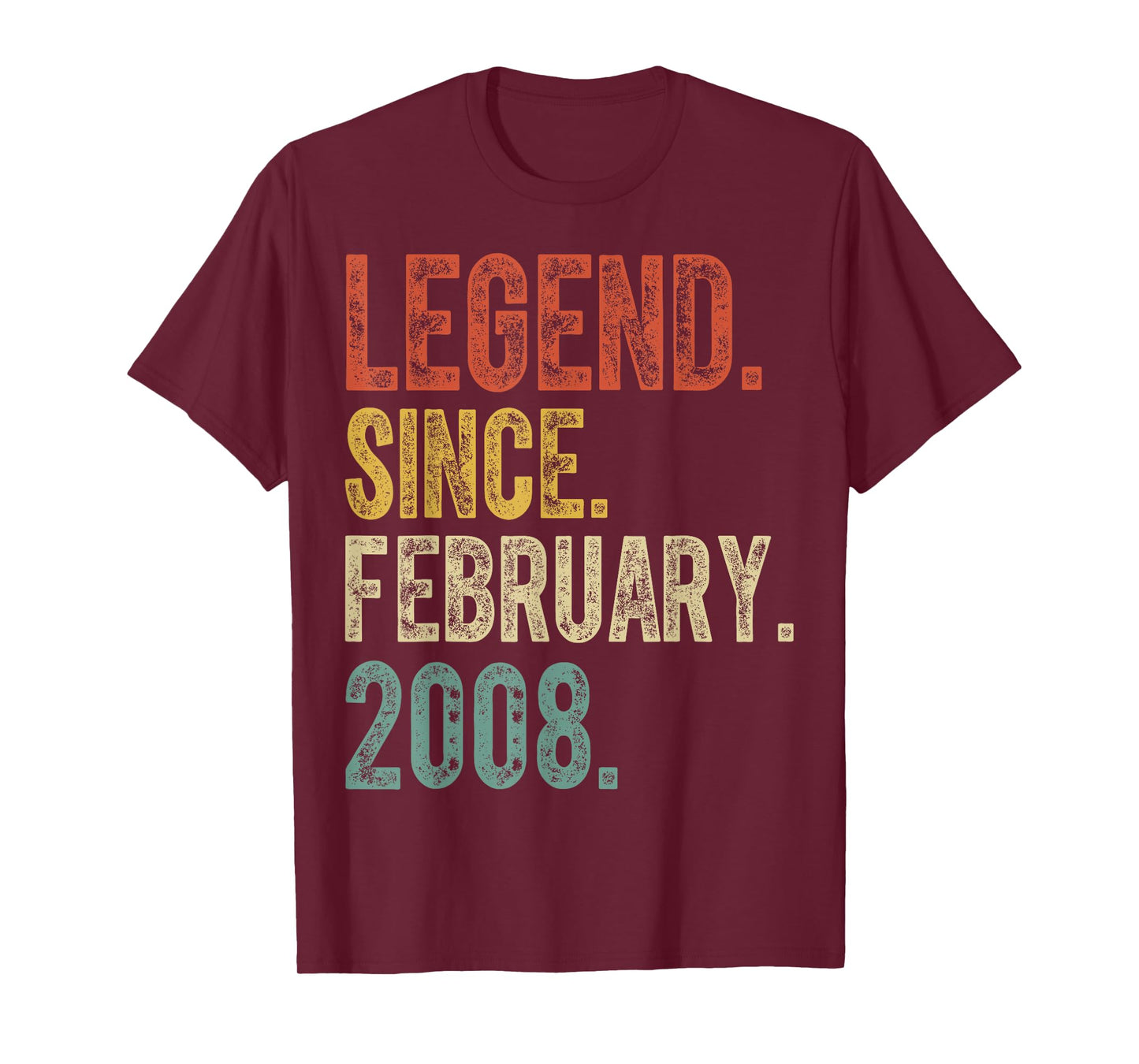 Retro 18 Years Old Legend Since February 2008 18th Birthday T-Shirt
