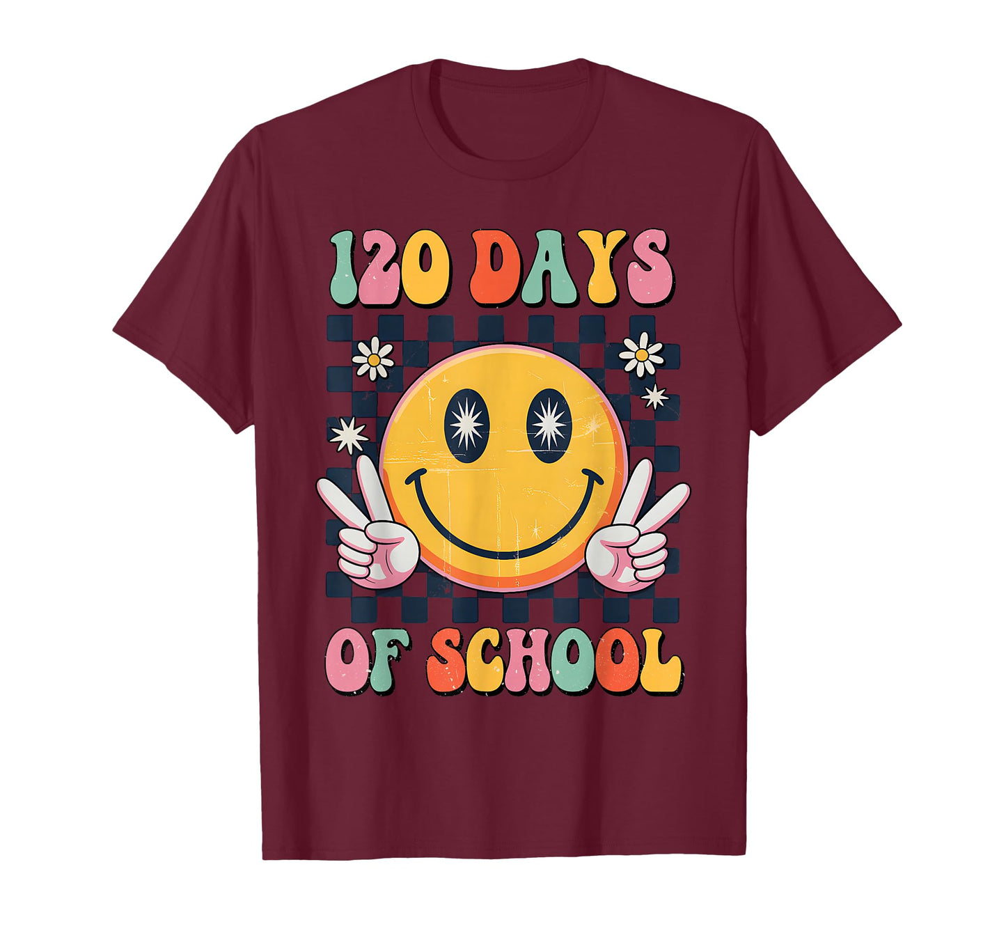 120th Day of School Teacher Kids Groovy 120 Days of School T-Shirt