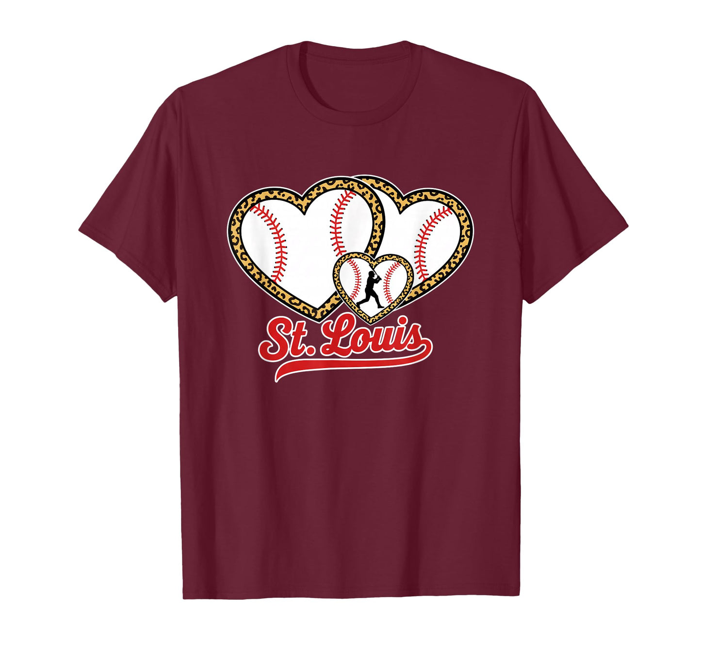 St. Louis Leopard Heart Baseball Batter Boys Fan T-Shirt