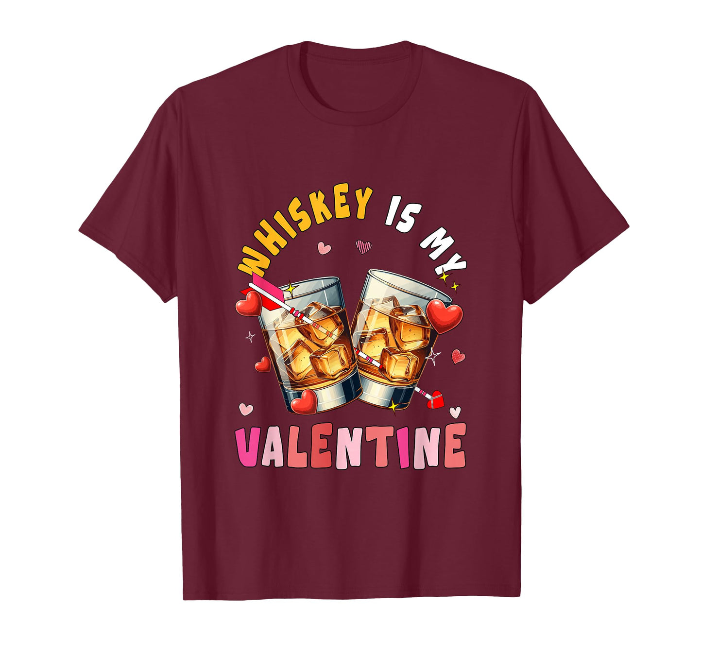 Whiskey is My Valentine Hearts Matching Drinker Family T-Shirt