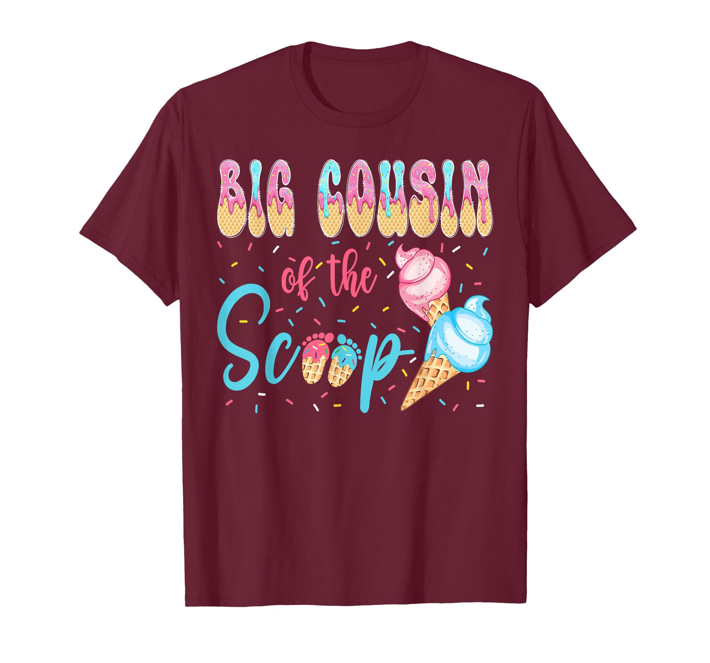 Big Cousin of The Scoop Ice Cream Gender Reveal Baby Shower T-Shirt