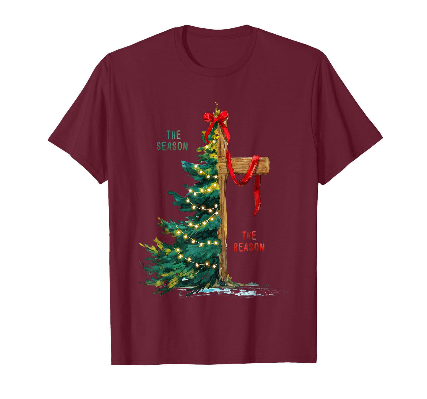 Christmas Tree The Season Jesus Cross The Reason T-Shirt