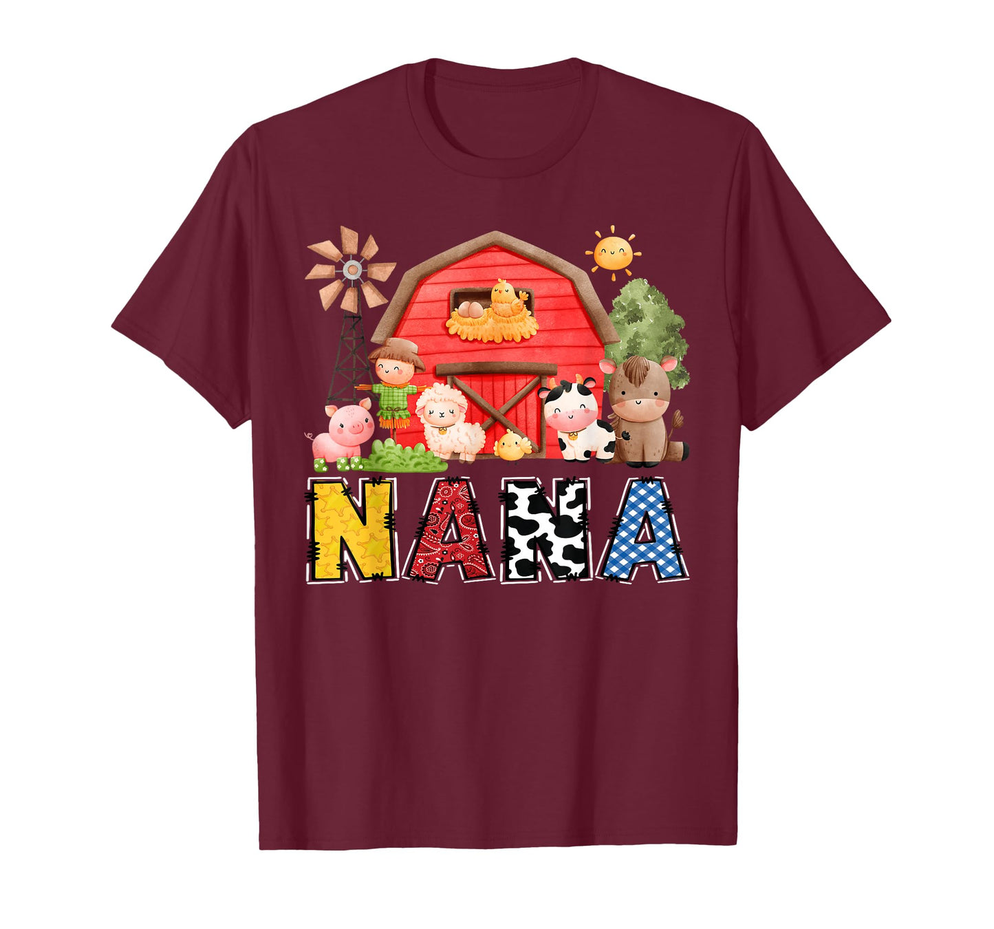 Nana Red Farm Cow Birthday Boy Matching Family Party T-Shirt