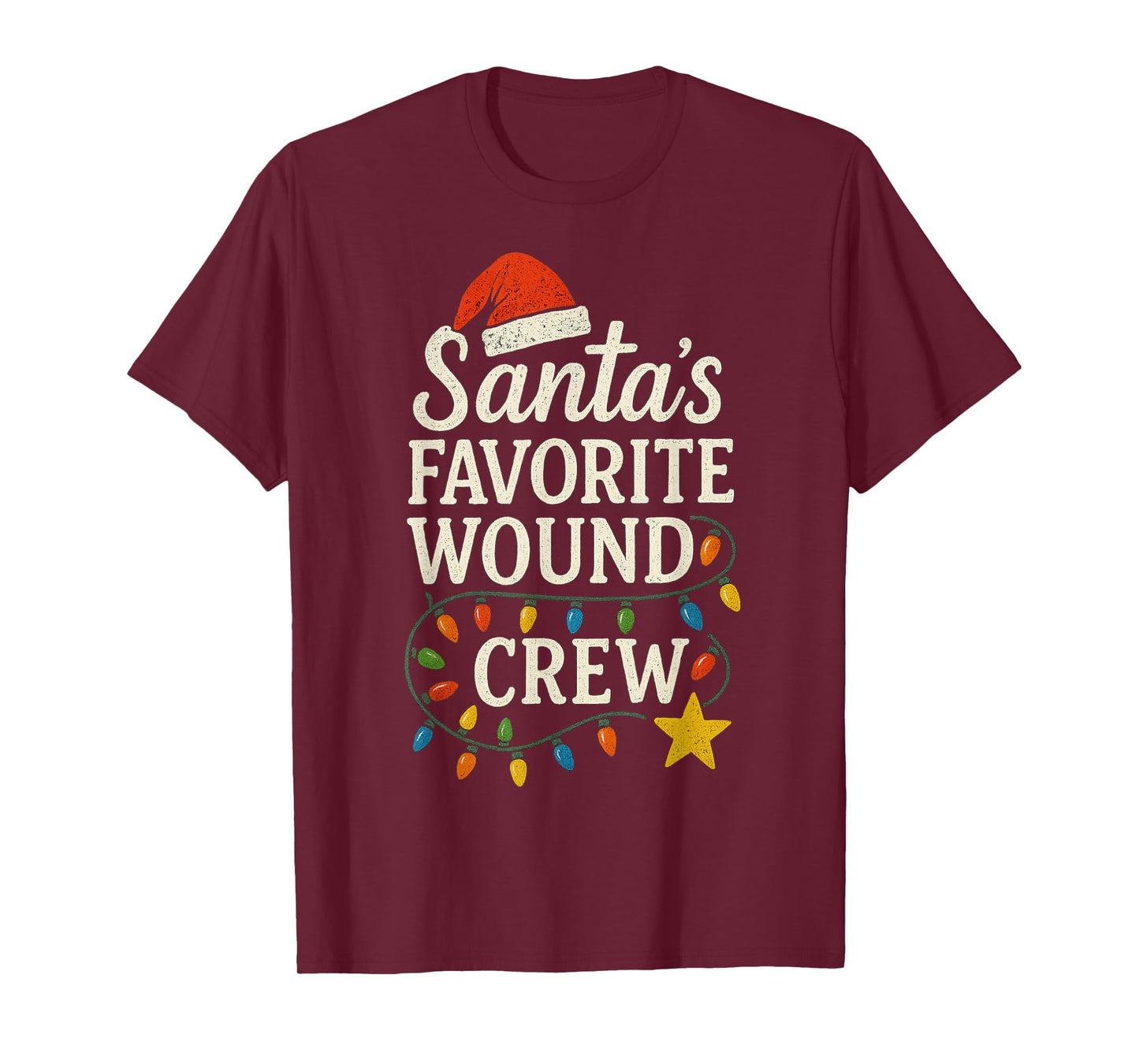 Santa's Favorite Wound Crew Christmas Wound Care Nurse Crew T-Shirt