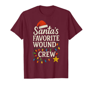 Santa's Favorite Wound Crew Christmas Wound Care Nurse Crew T-Shirt