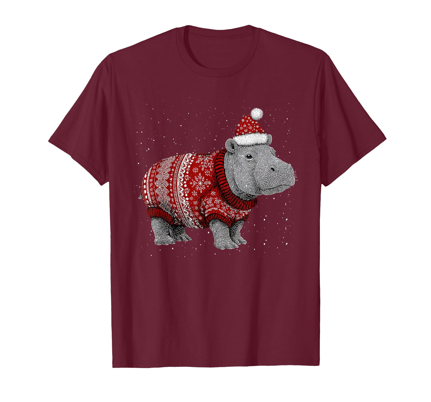Merry Christmas Funny Hippo Santa Hat Xmas Pajama T-Shirt