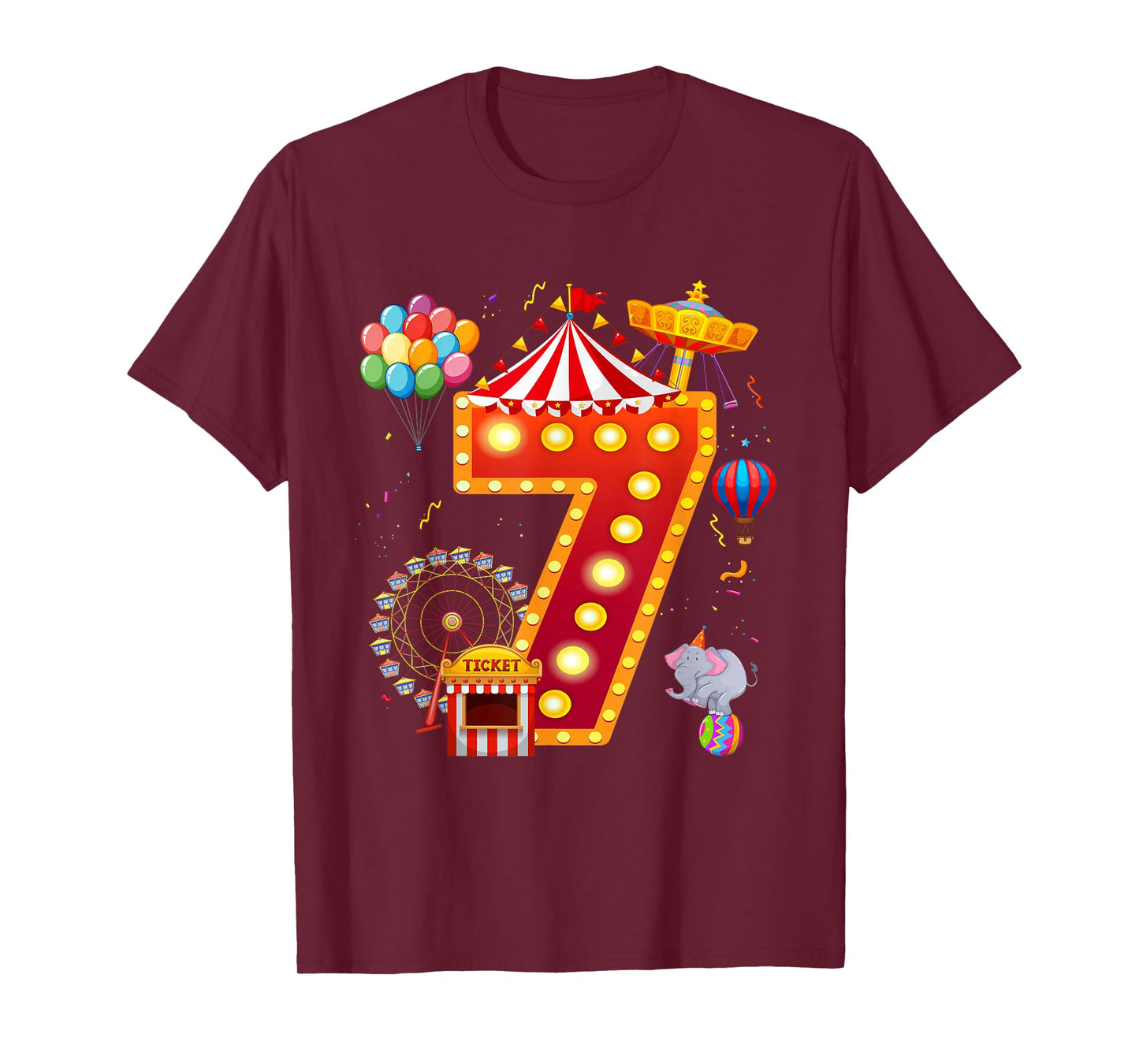 7 Year Old Carnival Circus Lover 7th Birthday Party T-Shirt